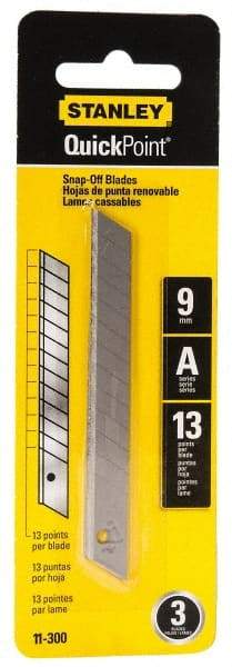 Stanley - 3 Piece Steel Utility Knife Blade - 3-1/2" OAL, 0.017" Blade Thickness - Americas Tooling