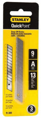 Stanley - 3 Piece Steel Utility Knife Blade - 3-1/2" OAL, 0.017" Blade Thickness - Americas Tooling