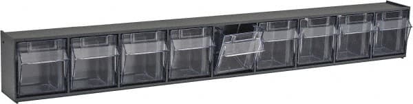 Quantum Storage - 23-5/8" Wide x 3-1/8" High x 2-1/2" Deep, Small Parts Tip Out Stacking Bin Organizer - Polystyrene Frame, 9 Compartments, 2-3/16" Wide x 2-1/2" High x 1-3/4" Deep Bin - Americas Tooling