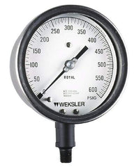 Weksler Instruments - 2-1/2" Dial, 1/4 Thread, 0-1,000 Scale Range, Pressure Gauge - Lower Connection Mount, Accurate to 5% of Scale - Americas Tooling