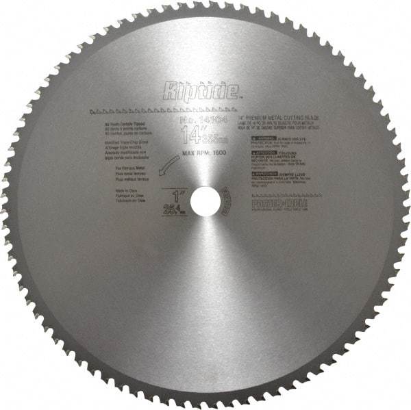 Porter-Cable - 14" Diam, 1" Arbor Hole Diam, 80 Tooth Wet & Dry Cut Saw Blade - Carbide-Tipped, Cutoff Action, Standard Round Arbor - Americas Tooling