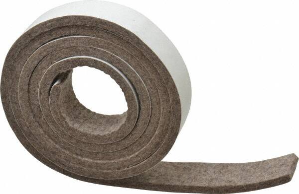 Made in USA - 1/4 Inch Thick x 1 Inch Wide x 5 Ft. Long, Felt Stripping - Gray, Adhesive Backing - Americas Tooling