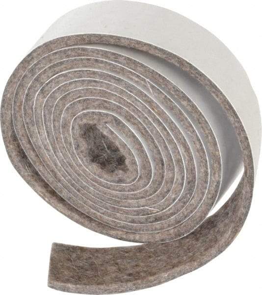 Made in USA - 1/8 Inch Thick x 1 Inch Wide x 5 Ft. Long, Felt Stripping - Gray, Adhesive Backing - Americas Tooling