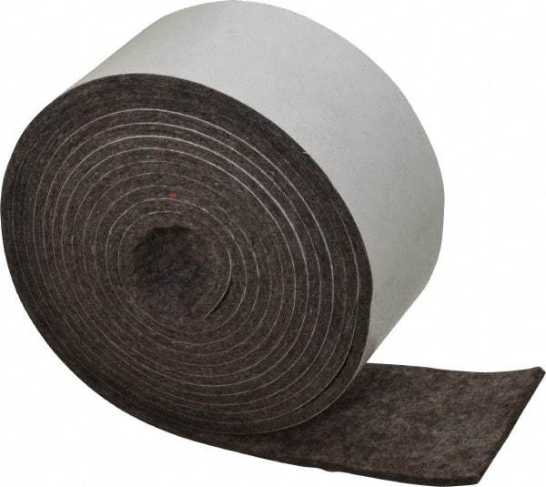 Made in USA - 1/8 Inch Thick x 2 Inch Wide x 10 Ft. Long, Felt Stripping - Gray, Adhesive Backing - Americas Tooling