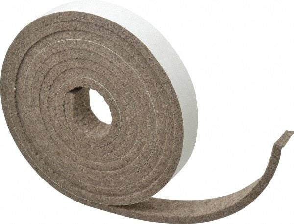 Made in USA - 1/4 Inch Thick x 1 Inch Wide x 10 Ft. Long, Felt Stripping - Gray, Adhesive Backing - Americas Tooling