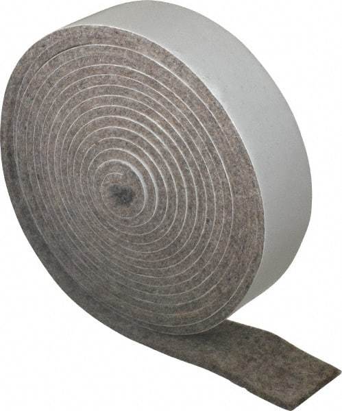 Made in USA - 1/8 Inch Thick x 1 Inch Wide x 10 Ft. Long, Felt Stripping - Gray, Adhesive Backing - Americas Tooling