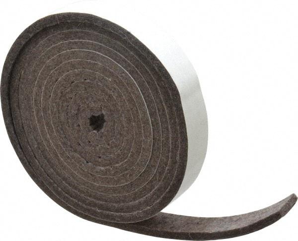 Made in USA - 1/4 Inch Thick x 1 Inch Wide x 10 Ft. Long, Felt Stripping - Gray, Adhesive Backing - Americas Tooling