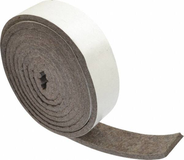 Made in USA - 1/4 Inch Thick x 1-1/2 Inch Wide x 10 Ft. Long, Felt Stripping - Gray, Adhesive Backing - Americas Tooling