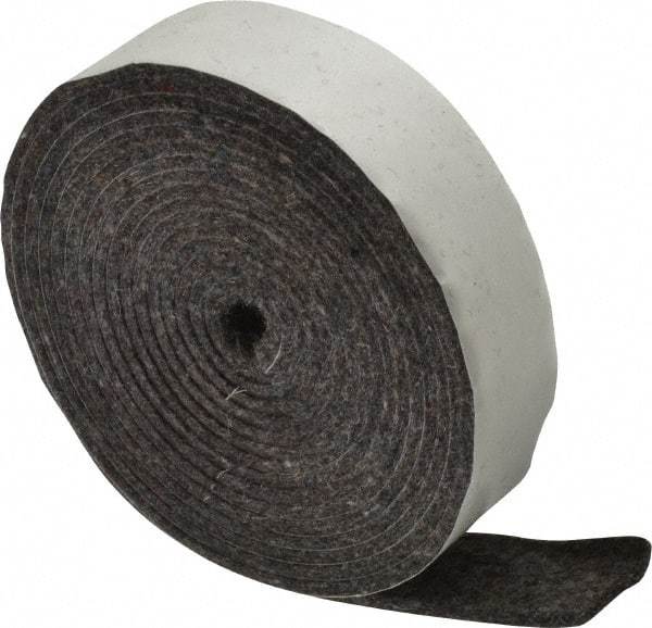 Made in USA - 1/8 Inch Thick x 1 Inch Wide x 10 Ft. Long, Felt Stripping - Gray, Adhesive Backing - Americas Tooling