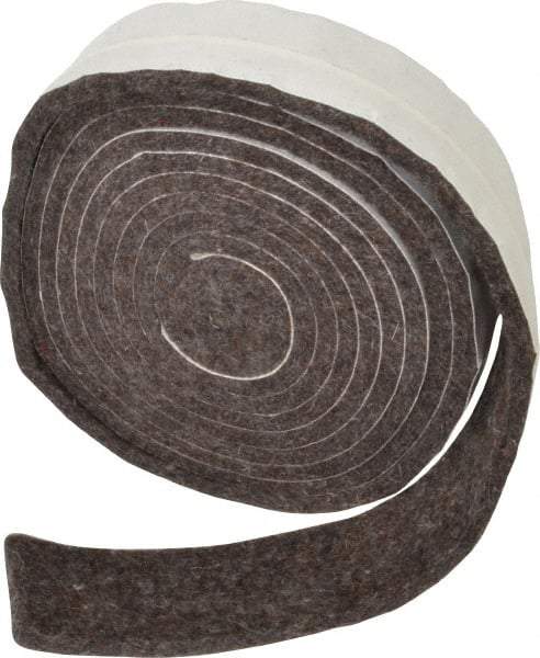 Made in USA - 1/4 Inch Thick x 1-1/2 Inch Wide x 10 Ft. Long, Felt Stripping - Gray, Adhesive Backing - Americas Tooling