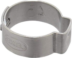 Oetiker - 12.6 to 14.5mm, 1-Ear Clamp - 9/16" Noml Size, 6mm Inner Width, 7mm Wide x 0.6mm Thick, Stainless Steel - Americas Tooling