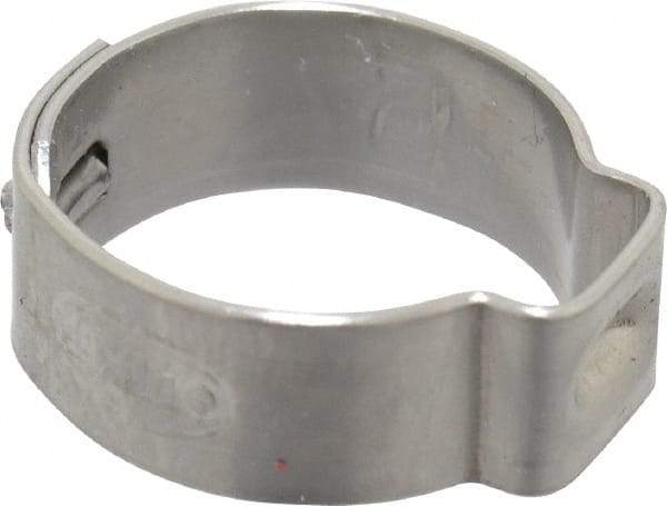 Oetiker - 13.5 to 15.7mm, 1-Ear Clamp - 5/8" Noml Size, 7mm Inner Width, 7mm Wide x 0.6mm Thick, Stainless Steel - Americas Tooling