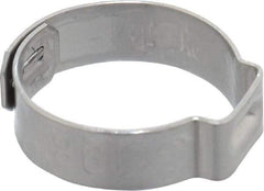 Oetiker - 17 to 19.8mm, 1-Ear Clamp - 3/4" Noml Size, 9mm Inner Width, 7mm Wide x 0.6mm Thick, Stainless Steel - Americas Tooling