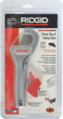 Ridgid - 1/8" to 1-3/8" Pipe Capacity, Single Stroke Cutter - Cuts Plastic, Rubber, PVC, CPVC - Americas Tooling