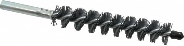 Schaefer Brush - 4" Brush Length, 3/4" Diam, Single Stem, Single Spiral Tube Brush - 6-1/4" Long, Silicone Carbide Impregnated Nylon, 12-24 Female Connection - Americas Tooling