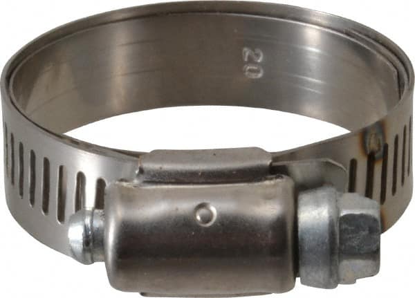 IDEAL TRIDON - SAE Size 20, 1 to 1-3/4" Diam, Stainless Steel Shielded Worm Drive Clamp - Material Grade 201, Series 613 - Americas Tooling