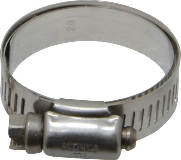 IDEAL TRIDON - SAE Size 20, 1 to 1-3/4" Diam, Stainless Steel Shielded Worm Drive Clamp - Material Grade 301, Series 615 - Americas Tooling