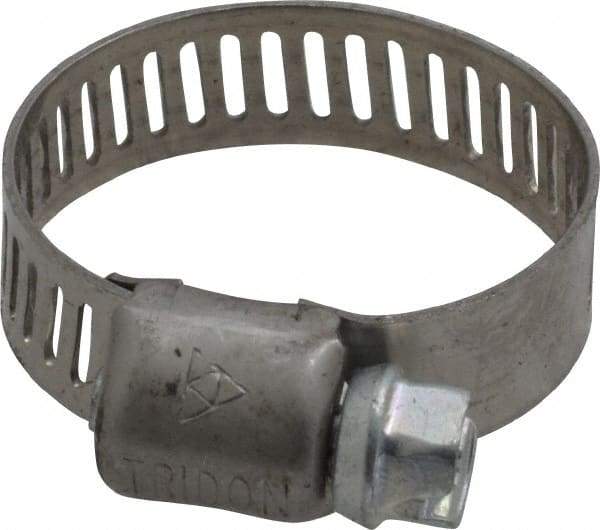 IDEAL TRIDON - SAE Size 8, 7/16 to 1" Diam, Stainless Steel Miniature Worm Drive Clamp - 5/16" Wide, Material Grade 301, Series 325 - Americas Tooling