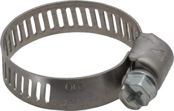 IDEAL TRIDON - SAE Size 10, 1/2 to 1-1/16" Diam, Stainless Steel Miniature Worm Drive Clamp - 5/16" Wide, Material Grade 301, Series 325 - Americas Tooling