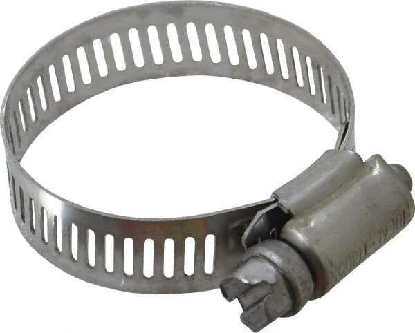 IDEAL TRIDON - SAE Size 20, 3/4 to 1-3/4" Diam, Stainless Steel Worm Drive Clamp - 1/2" Wide, Material Grade 201, Series 611 - Americas Tooling