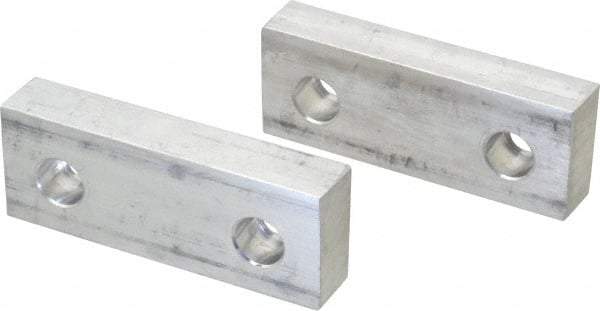 Gibraltar - 4" Wide x 1-1/2" High x 3/4" Thick, Flat/No Step Vise Jaw - Soft, Aluminum, Fixed Jaw, Compatible with 4" Vises - Americas Tooling