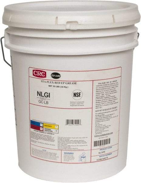 CRC - 35 Lb Pail Lithium Extreme Pressure Grease - Red, Extreme Pressure & Food Grade, 325°F Max Temp, NLGIG 2, - Americas Tooling