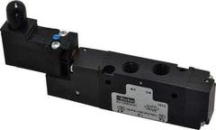 Parker - 1/8", 4-Way Body Ported Stacking Solenoid Valve - 120 VAC, 0.75 CV Rate, Air Return, 2.14" High x 4.67" Long - Americas Tooling