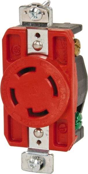 Cooper Wiring Devices - 250 VAC, 30 Amp, L15-30R NEMA, Isolated Ground Receptacle - 3 Poles, 4 Wire, Female End, Orange - Americas Tooling