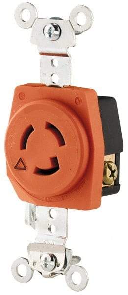 Cooper Wiring Devices - 125 VAC, 15 Amp, L15-15R NEMA, Isolated Ground Receptacle - 2 Poles, 3 Wire, Female End, Orange - Americas Tooling