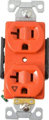 Cooper Wiring Devices - 125 VAC, 20 Amp, 5-20R NEMA Configuration, Orange, Industrial Grade, Isolated Ground Duplex Receptacle - 1 Phase, 2 Poles, 3 Wire, Flush Mount, Chemical and Impact Resistant - Americas Tooling