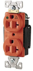 Cooper Wiring Devices - 125 VAC, 20 Amp, 5-20R NEMA Configuration, Orange, Hospital Grade, Isolated Ground Duplex Receptacle - 1 Phase, 2 Poles, 3 Wire, Flush Mount, Chemical, Heat and Impact Resistant - Americas Tooling