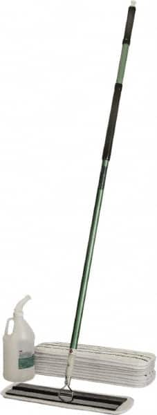 Ability One - 55" Long x 6" Wide Microfiber Dust Flat Mop - Hook & Loop, Green, Looped Head, Launderable - Americas Tooling