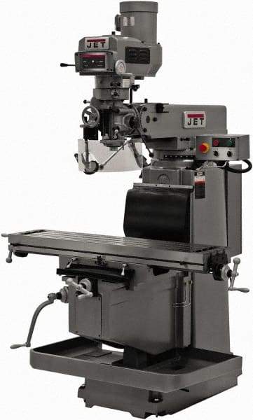 Jet - 12" Table Width x 54" Table Length, Variable Speed Pulley Control, 3 Phase Knee Milling Machine - R8 Spindle Taper, 5 hp - Americas Tooling