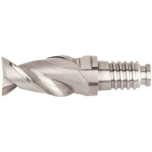 Kennametal - 10mm Mill Diam, 15mm LOC, 35mm OAL, 2 Flute Square End Mill Head - Duo-Lock 10 Connection, Solid Carbide, Uncoated, Right Hand Flute, Spiral Flute, Centercutting, 45° Helix, Series ABDF - Americas Tooling