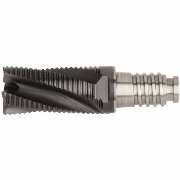 Kennametal - 3/4" Diam, 1-1/8" LOC, 4 Flute, 0.5mm Corner Chamfer End Mill Head - Solid Carbide, AlTiN Finish, Duo-Lock 20 Connection, Spiral Flute, 20° Helix, Centercutting - Americas Tooling