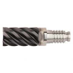 Kennametal - 3/8" Diam, 9/16" LOC, 6 Flute, 0.381mm Corner Radius End Mill Head - Solid Carbide, AlTiN Finish, Duo-Lock 12 Connection, Spiral Flute, 45° Helix, Centercutting - Americas Tooling