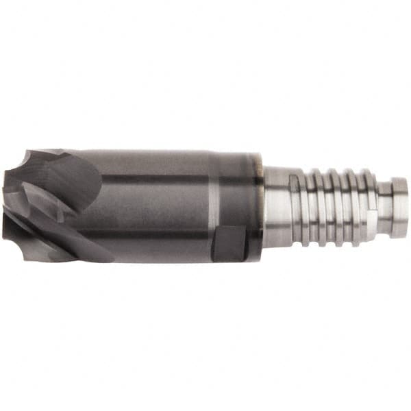 Kennametal - 5/8" Diam, 1-1/2" LOC, 6 Flute, 1.524mm Corner Radius End Mill Head - Solid Carbide, AlTiN Finish, Duo-Lock 12 Connection, Spiral Flute, 0° Helix - Americas Tooling