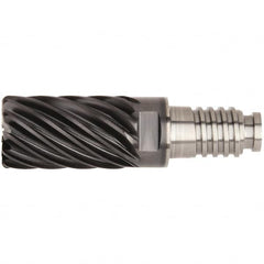 Kennametal - 1" Diam, 1-1/2" LOC, 19 Flute, 0.06" Corner Radius End Mill Head - Solid Carbide, AlTiN Finish, Duo-Lock 25 Connection, Spiral Flute, 36° Helix - Americas Tooling