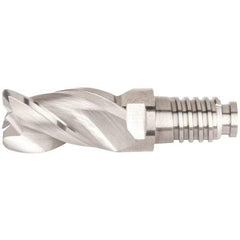 Kennametal - 1/2" Diam, 3/4" LOC, 3 Flute, 0.06" Corner Radius End Mill Head - Solid Carbide, Uncoated, Duo-Lock 12 Connection, Spiral Flute, 38° Helix, Centercutting - Americas Tooling