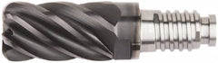 Kennametal - 1/2" Diam, 3/4" LOC, 6 Flute, 0.09" Corner Radius End Mill Head - Solid Carbide, AlTiN Finish, Duo-Lock 12 Connection, Spiral Flute, 37 & 39° Helix, Centercutting - Americas Tooling