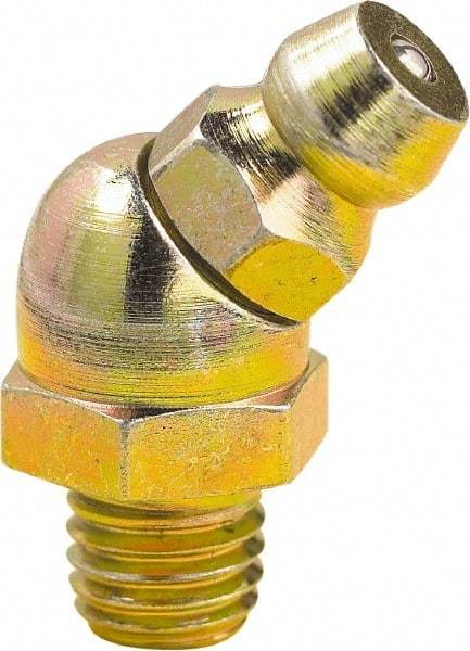 lumax - 45° Head Angle, 1/4-28 Taper Steel Taper Thread Grease Fitting - Zinc Plated Finish - Americas Tooling