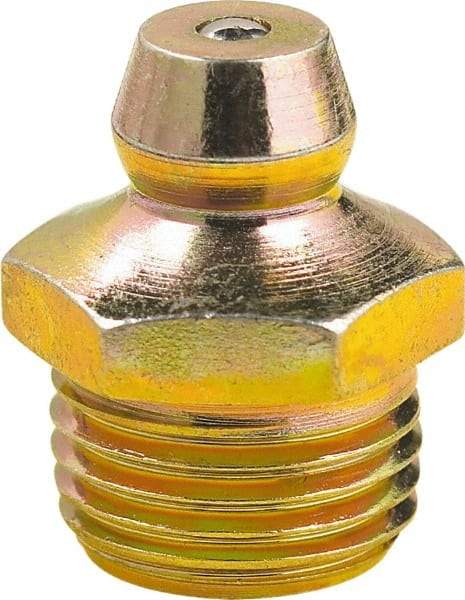 lumax - 0° Head Angle, 1/8 PTF Steel Taper Thread Grease Fitting - Zinc Plated Finish - Americas Tooling