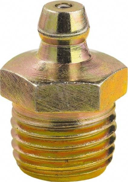 lumax - 0° Head Angle, 1/4 PTF Steel Taper Thread Grease Fitting - Zinc Plated Finish - Americas Tooling