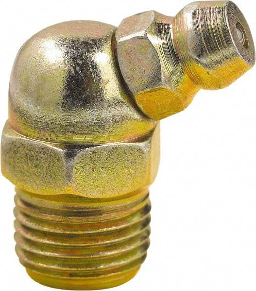 lumax - 45° Head Angle, 1/8 PTF Steel Taper Thread Grease Fitting - Zinc Plated Finish - Americas Tooling