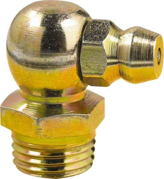 lumax - 90° Head Angle, M8x1 Metric Steel Taper Thread Grease Fitting - Zinc Plated Finish - Americas Tooling