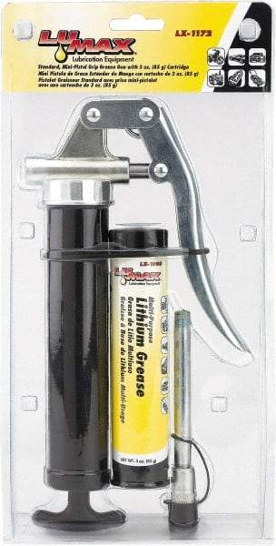 lumax - Rigid Pistol Grease Gun - 3 oz Capacity, 1/8 Thread Outlet, 66 Strokes per oz, Bulk & Cartridge Fill - Americas Tooling