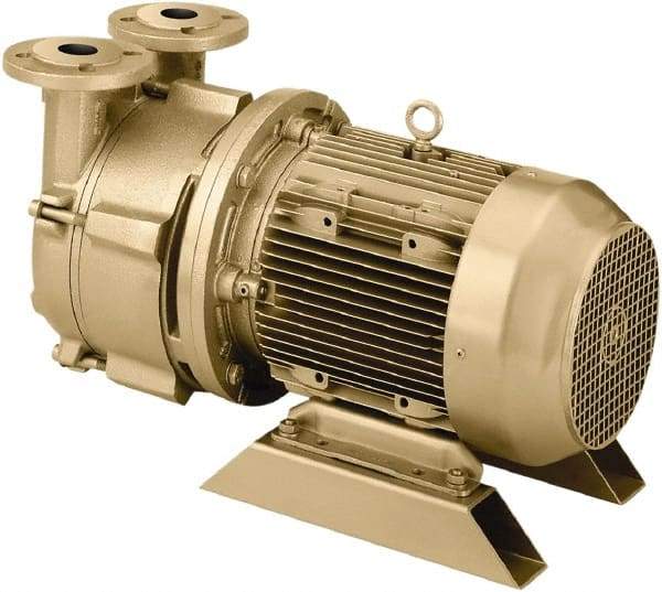 DEKKER Vacuum Technologies - 28.5 Hg Max, 3/8" FNPT Inlet & Discharge, Single Stage Liquid Ring Vaccum Pump - 6 CFM, 0.75 hp, Bronze Housing, Bronze Impeller, 3,500 RPM, 230/460 Volts - Americas Tooling