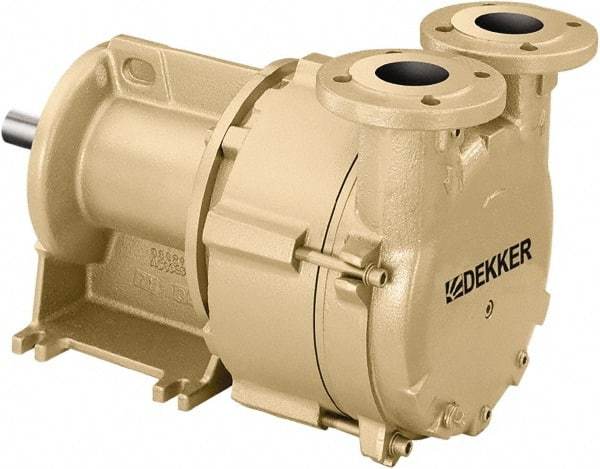 DEKKER Vacuum Technologies - 29 Hg Max, 1-1/2" ANSI 150# RF Flanged Inlet & Discharge, Single Stage Liquid Ring Vaccum Pump - 60 CFM, 5 hp, Cast Iron Housing, 316 Stainless Steel Impeller, 1,750 RPM, 230/460 Volts - Americas Tooling