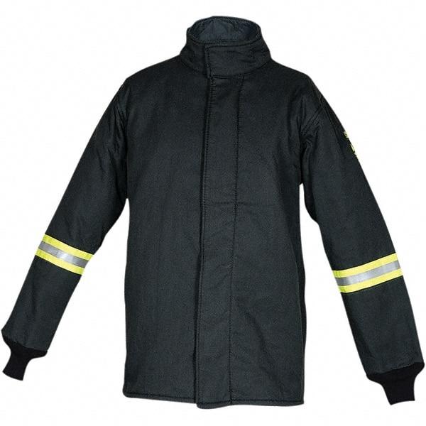 Oberon - Size 2XL Arc Flash Coat - Black, Aramid, Zipper with Hook & Loop Flap Closure, 50" Chest - Americas Tooling