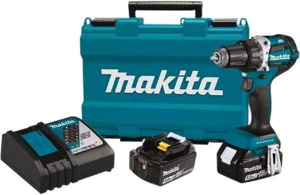 Makita - 18 Volt 1/2" Chuck Pistol Grip Handle Cordless Drill - 0-2000 RPM, Reversible, 2 Lithium-Ion Batteries Included - Americas Tooling